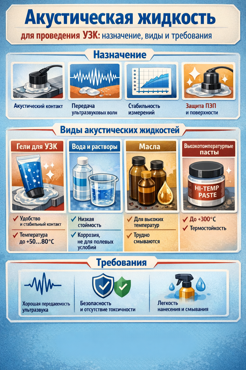 Акустическая жидкость для проведения УЗК